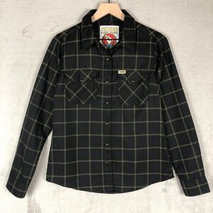 DIXXON Flannel Stay Gold Pearl Snap Western Shirt Women's M Black Plaid Workwear